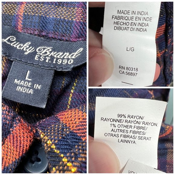 Lucky Brand Plaid Button Down Shirt - Navy and Red - Picture 5 of 15